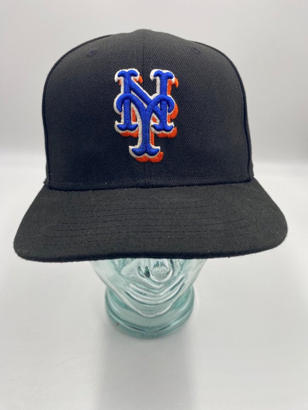 New Era 59Fifty New York Mets Fitted Hat MLB On Field Cap Black Size 7 1/2